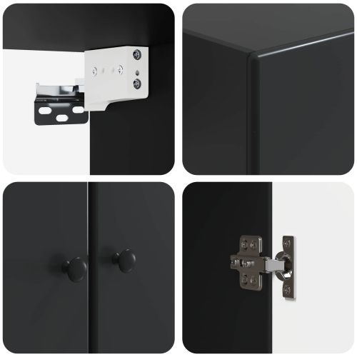Стенно шкафче Черно 66 x 34,5 x 90 см Инженерна дървесина