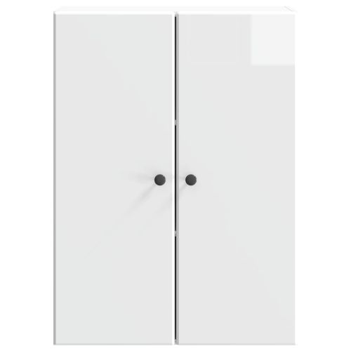 Стенно шкафче Бял гланц 66 x 34,5 x 90 см Инженерна дървесина
