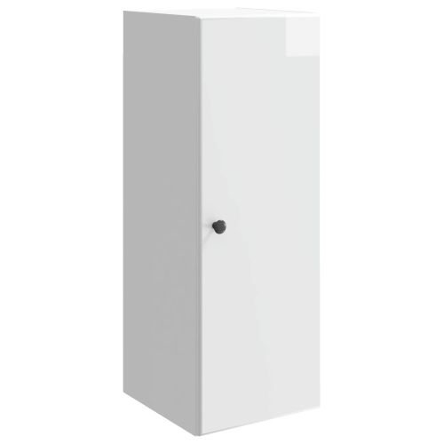 Стенно шкафче Бял гланц 33 x 34,5 x 90 см Инженерна дървесина