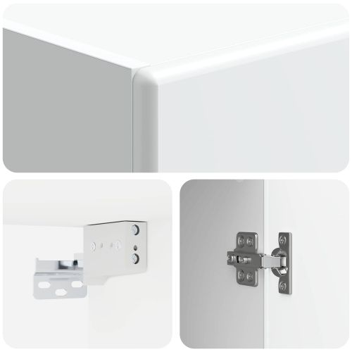 Стенно шкафче Бял гланц 33 x 34,5 x 90 см Инженерна дървесина