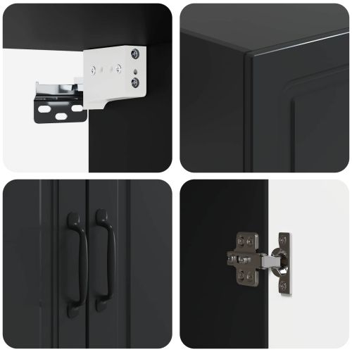 Стенно шкафче Черно 66 x 34,5 x 90 см Инженерна дървесина