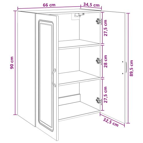 Стенно шкафче Черно 66 x 34,5 x 90 см Инженерна дървесина