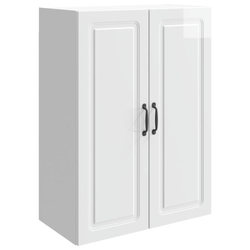 Стенно шкафче Бял гланц 66 x 34,5 x 90 см Инженерна дървесина