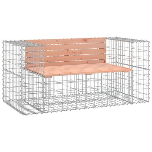Градинска пейка габион 143x71x65,5 см дугласко дърво масив