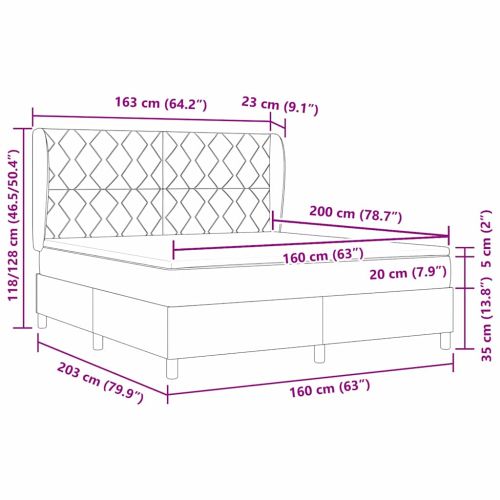 Легло с пружинирана основа с матрак Таупе 160 x 200 cm текстил