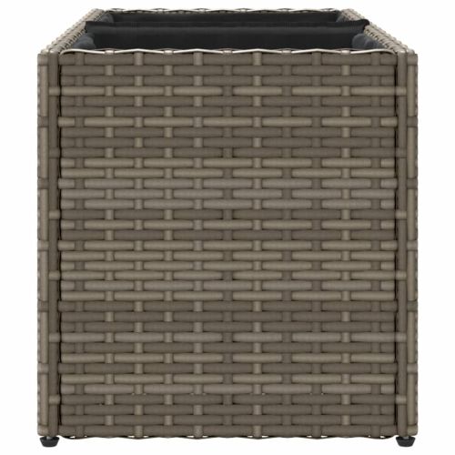 Градински плантер с 2 саксии, сив, 72x30x32 см, полиратан