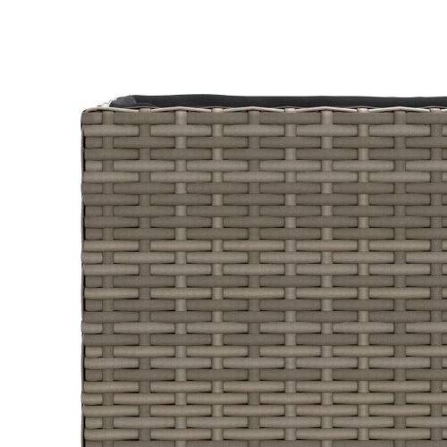 Градински плантер с 2 саксии, сив, 72x30x32 см, полиратан