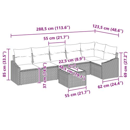 Комплект дивани с възглавница 7 pcs Черно полиратан