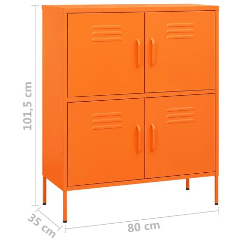 Шкаф за съхранение, оранжев, 80х35х101,5 см, стомана
