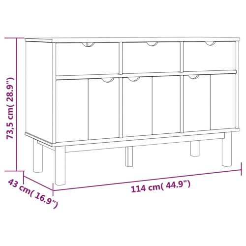 Сайдборд OTTA, кафяво и бяло, 114x43x73,5 см, бор масив