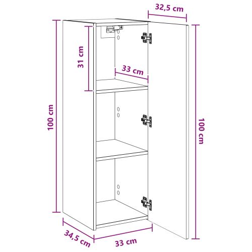 Стенно Баня Кабинет Опушен дъб 33 x 34,5 x 100 см