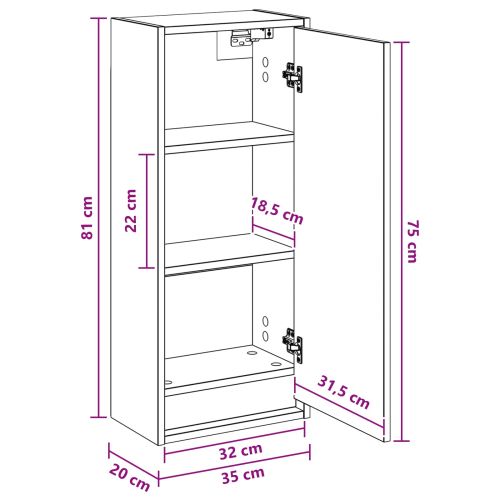 Мивка за стена Бяло 35 x 20 x 81 см Инженерна дървесина