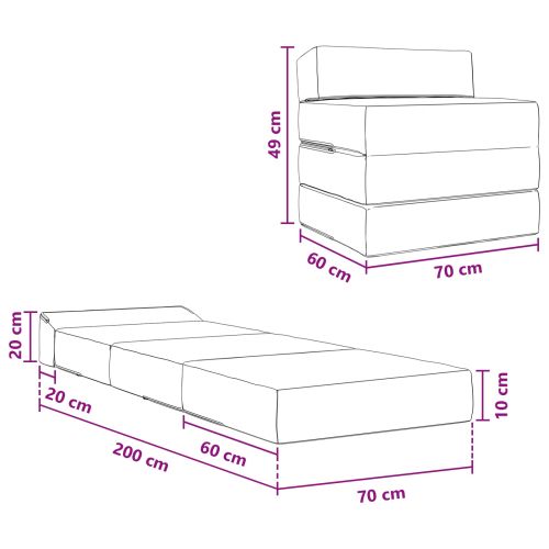 Сгъваем диван легло Синьо 200 x 70 x 10 см Текстил
