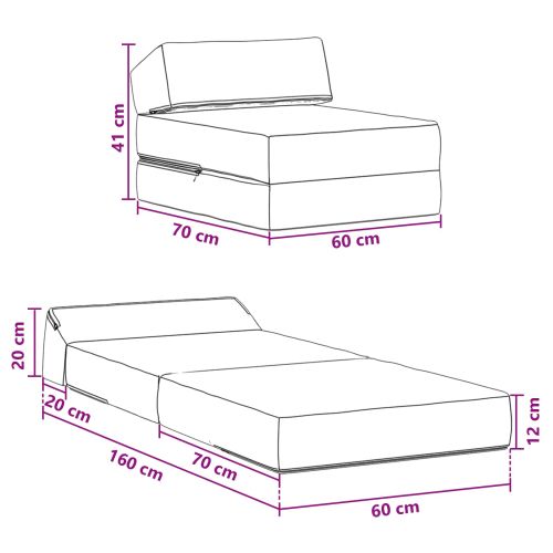 Сгъваем диван легло Синьо 60 x 70 x 41 см Текстил