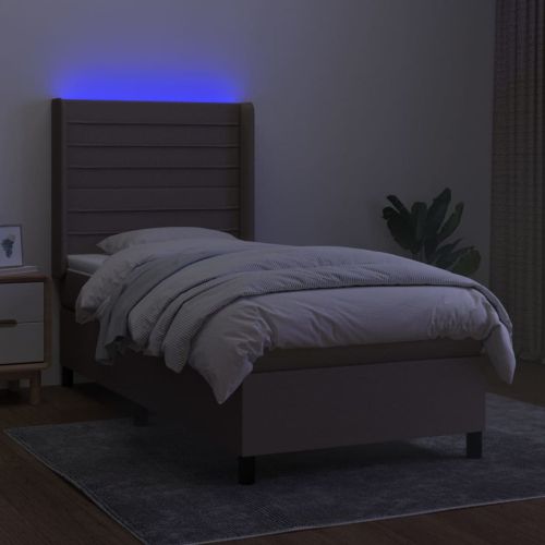 Боксспринг легло с матрак и LED, таупе, 100x200 см, плат