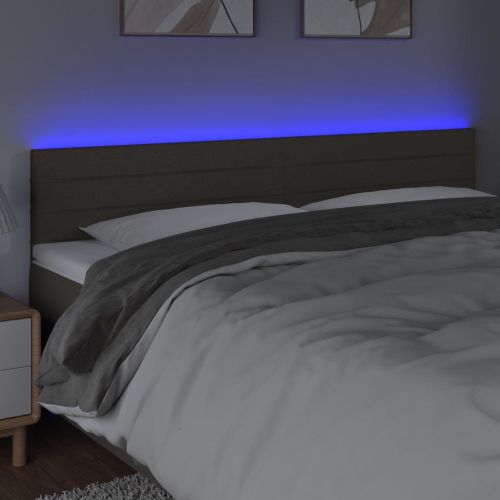 LED горна табла за легло, таупе, 200x5x78/88 см, плат