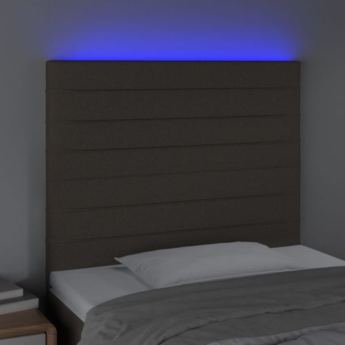 LED горна табла за легло, таупе, 100x5x118/128 см, плат