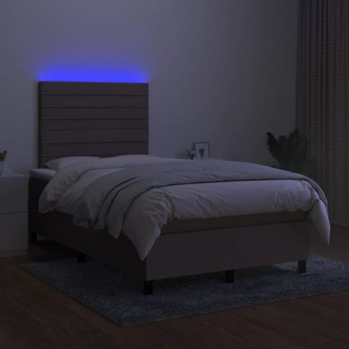 Боксспринг легло с матрак и LED, таупе, 120x190 см, плат
