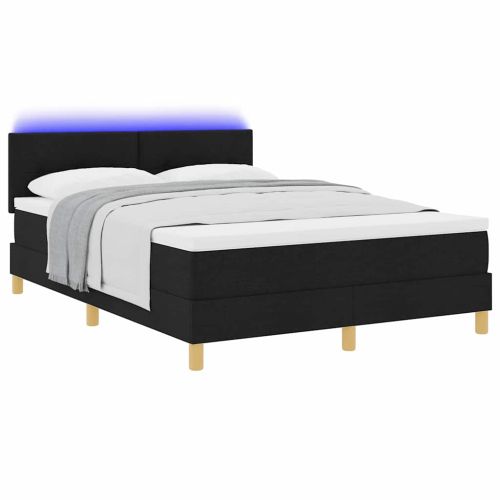 LED кутия за пружини с легло Черен 140 x 190 cm текстил