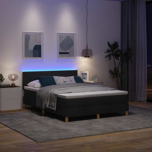 LED кутия за пружини с легло Черен 140 x 190 cm текстил
