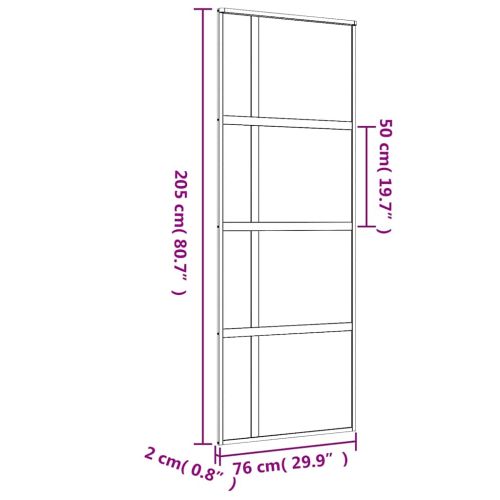 Плъзгаща се врата 76x205 см матирано ESG стъкло и алуминий
