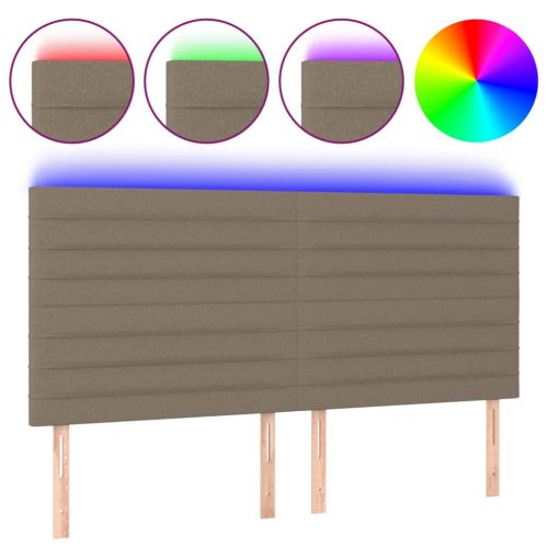 LED горна табла за легло, таупе, 200x5x118/128 см, плат