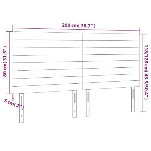 LED горна табла за легло, таупе, 200x5x118/128 см, плат