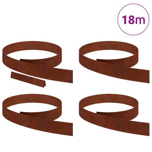 Ограда за трева 4 pcs Ръждясало 450 x 0,05 x 10 см