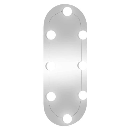 Стенно огледало с LED лампи 20x50 см стъкло овално