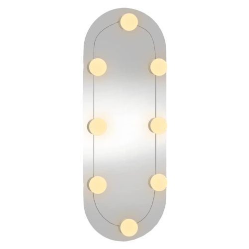 Стенно огледало с LED лампи 20x50 см стъкло овално