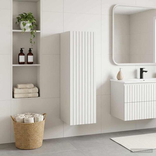 Стенно Баня Кабинет Бяло 33 x 34,5 x 60 см Инженерна дървесина