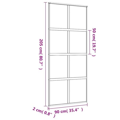 Плъзгаща се врата 90x205 см матирано ESG стъкло и алуминий