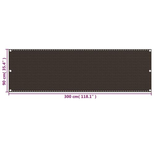 Балконски параван, кафяв, 90x300 см, HDPE