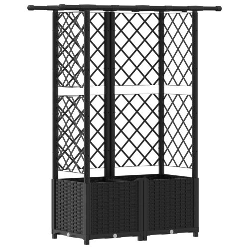 Повдигнато легло с решетка и покривка Черно 124 x 40 x 136 см