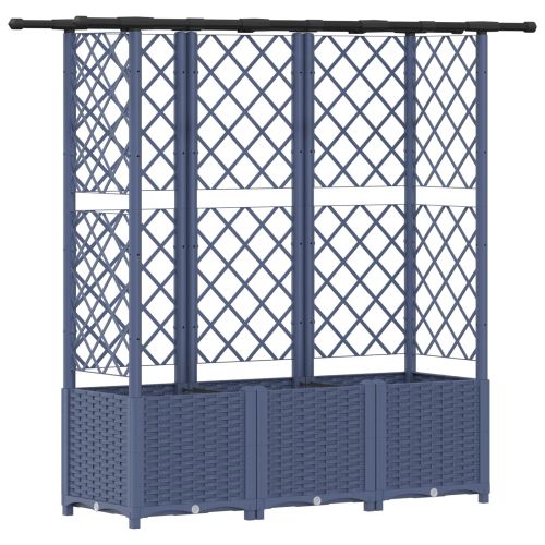 Повдигнато легло с решетка и покривка Сиво 163,5 x 40 x 136 см