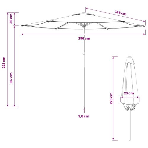 Градински парасол 300 x 300 cm Полиестер Правоъгълна Таупе