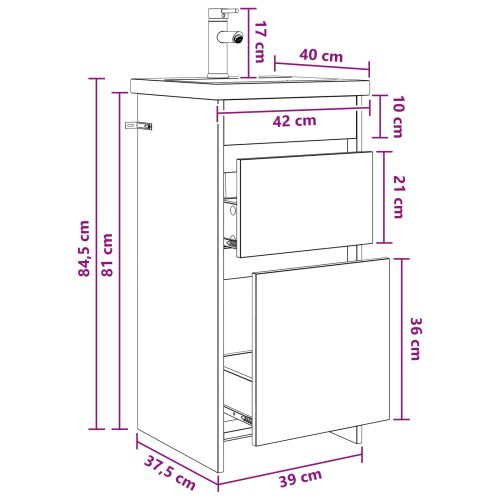 Баня с мивка Опушен дъб 42 x 40 x 84,5 см Инженерна дървесина