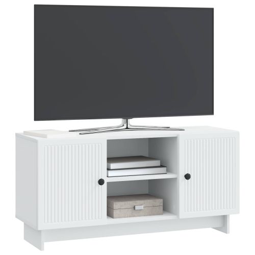 ТВ шкаф 102 x 34,5 x 50 см Бяло Инженерна дървесина