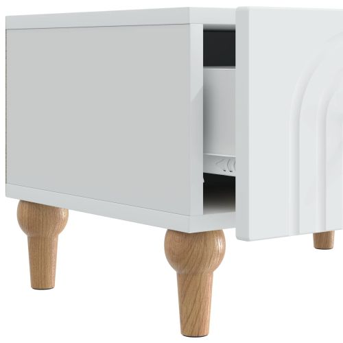 ТВ шкаф с чекмедже Бяло 147 x 34,5 x 30 см Инженерна дървесина