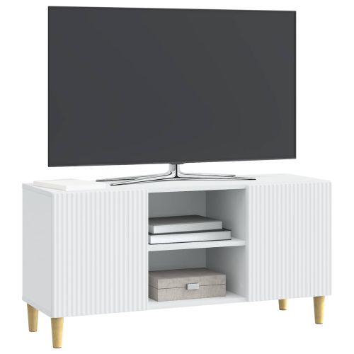 ТВ шкаф Бяло 102 x 34,5 x 50 см Инженерна дървесина