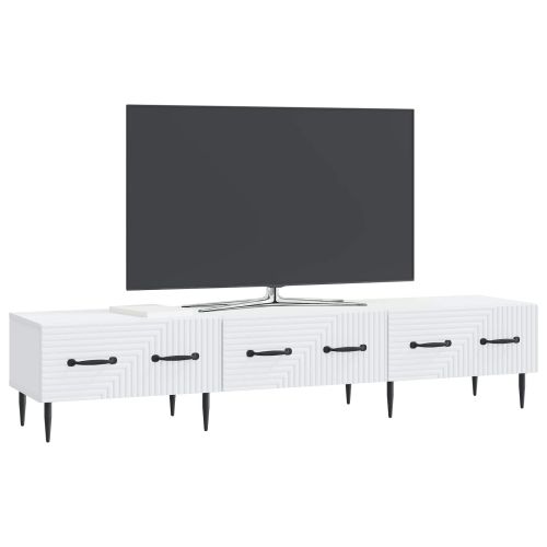 ТВ шкаф с чекмедже Бяло 147 x 34,5 x 30 см Инженерна дървесина