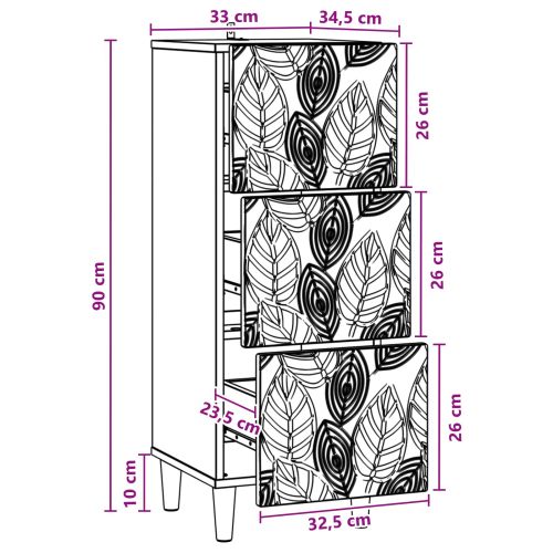 Чекмеджетен шкаф Бяло 33 x 34,5 x 90 см Инженерна дървесина