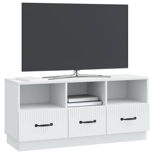ТВ шкаф с чекмедже Бяло 102 x 34,5 x 47 см Инженерна дървесина