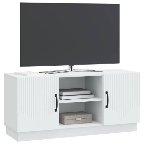 ТВ шкаф Бяло 102 x 34,5 x 47 см Инженерна дървесина