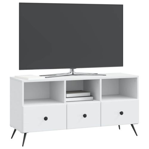 ТВ шкаф с чекмедже Бяло 102 x 34,5 x 50 см Инженерна дървесина