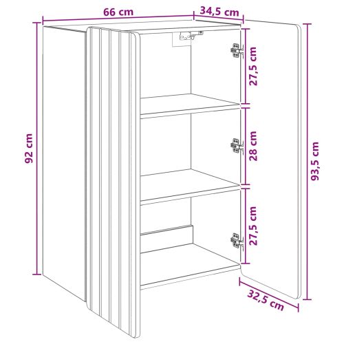 Стенно шкафче Бяло 66 x 34,5 x 92 см Инженерна дървесина