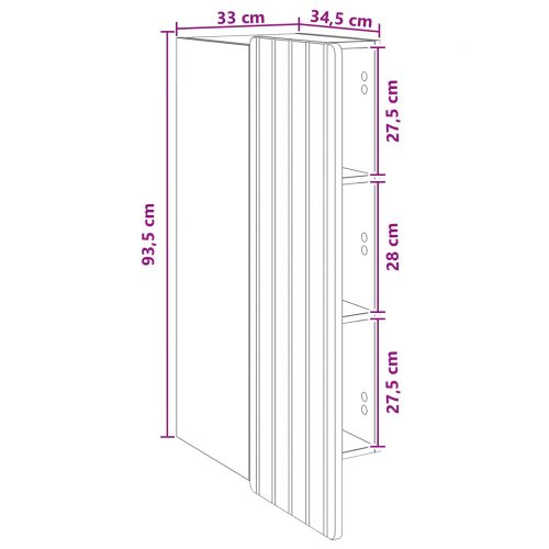 Стенно шкафче Бяло 33 x 34,5 x 94 см Инженерна дървесина