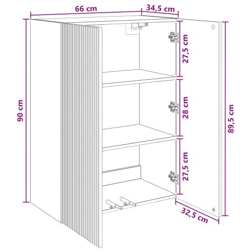 Стенно шкафче Бяло 66 x 34,5 x 90 см Инженерна дървесина