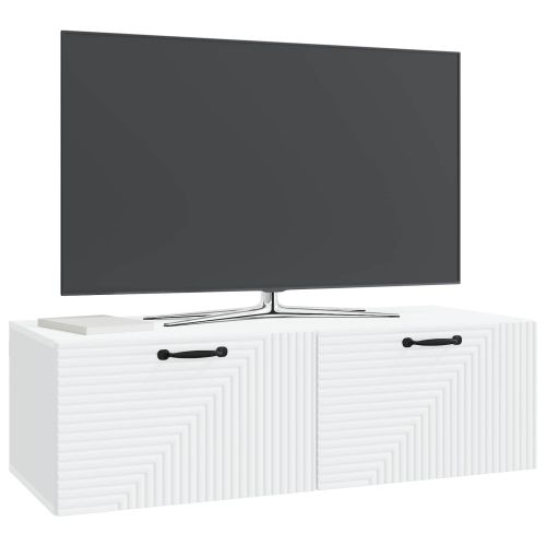 Стенно монтиран ТВ шкаф Монтиране на стена Бяло 98 x 41 x 30 см