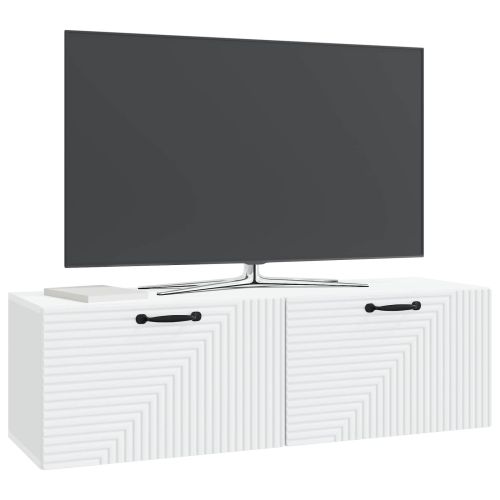 Стенно монтиран ТВ шкаф Монтиране на стена Бяло 98 x 31 x 30 см